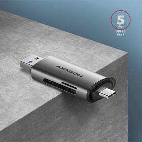 Čtečka paměťových karet Axagon Card Reader USB3.2 Gen 1 Type-C + Type-A, SD/microSD, UHS-I stříbrná

 obrázek produktu 2 z 9
