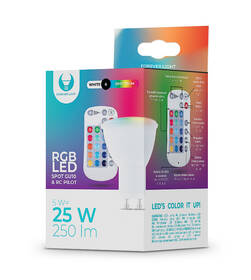 Žárovka LED Forever bodová, GU10 RGB 5W s dálkovým ovládáním 

 obrázek produktu 2 z 2