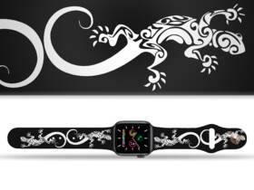 Řemínek Mi-Band na Apple Watch 42/44/45/49 mm - motiv Ještěrky, černý 

 obrázek produktu 1 z 3