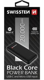 Powerbanka Swissten Black Core Slim 20000mAh, USB-C černá

 obrázek produktu 2 z 2