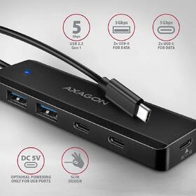 USB Hub Axagon Travel USB-C, 2x USB-A + 2x USB-C černý

 obrázek produktu 1 z 4