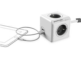 Kabel prodlužovací Powercube USB, 4x zásuvka, 2x USB, 1,5m šedý/bílý

 obrázek produktu 3 z 8