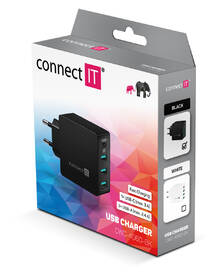 Nabíječka do sítě Connect IT Fast Charge 3x USB + 1x USB-C, 4,8A s funkcí rychlonabíjení černá

 obrázek produktu 1 z 1