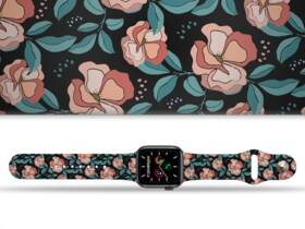 Řemínek Mi-Band na Apple Watch 42/44/45/49 mm - motiv Červené květiny, černý 

 obrázek produktu 1 z 3
