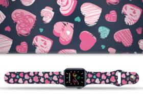 Řemínek Mi-Band na Apple Watch 42/44/45/49 mm - motiv Růžová a modrá srdíčka, modrý 

 obrázek produktu 1 z 3