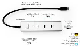 USB Hub i-tec iUSB-C Charging Metal HUB 5port, USB-C video 8K, PD 85W stříbrný

 obrázek produktu 4 z 10