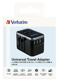 Cestovní adaptér Verbatim UTA-04 s 1 x USB-C PD 61W & QC 3.0 / 1 x USB-C / 3 x USB-A černý

 obrázek produktu 8 z 8