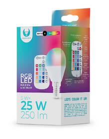 Žárovka LED Forever klasik, E14 (G45) RGB 5W s dálkovým ovládáním 

 obrázek produktu 2 z 2