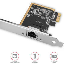 Síťová karta Axagon PCEE-GRF, PCIe síťová karta - 1x Gigabit Ethernet port stříbrná

 obrázek produktu 1 z 3