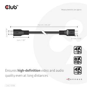 Kabel Club3D Ultra High Speed HDMI 4K120Hz 8K60Hz, 7,5 m černý

 obrázek produktu 4 z 6