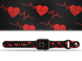 Řemínek Mi-Band na Apple Watch 38/40/41 mm - motiv EKG puzzle, černý 

 obrázek produktu 1 z 3