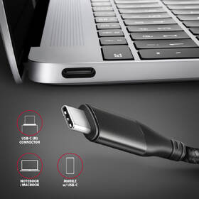 Kabel Axagon USB-C / HDMI 2.0, 1.8m, 4K/60Hz HDR10 černá barva
