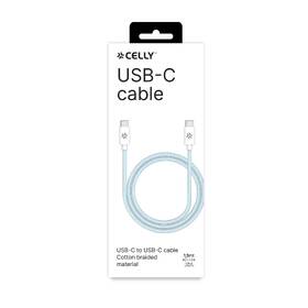 Kabel Celly USB-C/USB-C, opletený (bavlněný), 60 W, 1,5 m modrý

 obrázek produktu 2 z 2