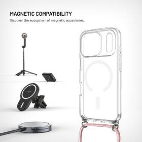 Kryt na mobil FIXED MagPure Neck s růžovou šňůrkou na krk na Apple iPhone 17 Pro průhledný

 obrázek produktu 2 z 8