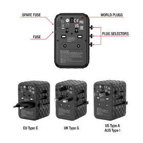 Cestovní adaptér Verbatim UTA-05 GaN III, 2x USB-C PD 65W & QC 4+, 2x USB-A černý

 obrázek produktu 10 z 11