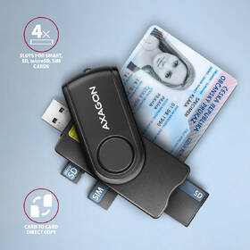 Čtečka eObčanek Axagon USB-A + USB-C PocketReader 4-slot + SD/microSD/SIM černá

 obrázek produktu 2 z 8