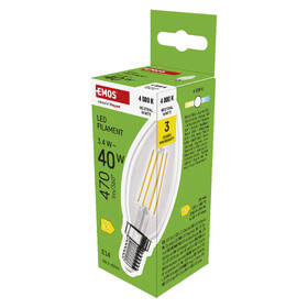 Žárovka LED EMOS Filament svíčka, 3,4 W, E14, neutrální bílá 

 obrázek produktu 6 z 7