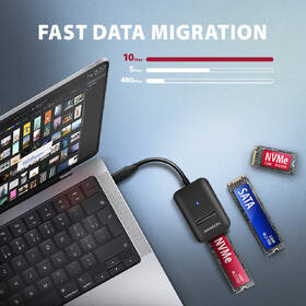 Adaptér Axagon USB-C 3.2 Gen 2 - M.2 NVMe & SATA SSD, kabel 10cm černý

 obrázek produktu 2 z 4