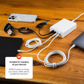 Nabíječka do sítě FIXED Charging Station 3xUSB-C/ 1xUSB-A, GaN, PD 3.0, 200 W bílá

 obrázek produktu 7 z 12
