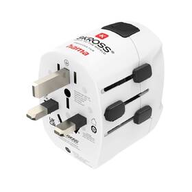 Cestovní adaptér Hama World Travel Pro Light USB, 3-pól, 2xUSB-A bílý

 obrázek produktu 1 z 4