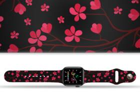 Řemínek Mi-Band na Apple Watch 42/44/45/49 mm - motiv Sakura, černý 

 obrázek produktu 1 z 3