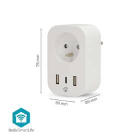 Chytrá zásuvka Nedis SmartLife, měřič spotřeby, dálkově ovladatelná, Wi-Fi, 1x USB-C + 2x USB, IP21, 3680 W bílá

 obrázek produktu 5 z 12
