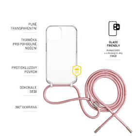 Kryt na mobil FIXED Pure Neck s růžovou šňůrkou na krk na Apple iPhone 13 Pro Max průhledný

 obrázek produktu 4 z 7