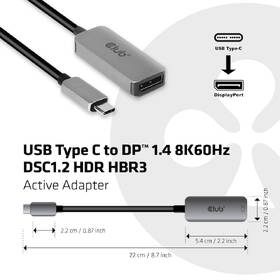 Redukce Club3D USB-C/DisplayPort 1.4 (F/M) šedá

 obrázek produktu 2 z 3