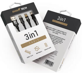 Kabel RhinoTech 3v1, USB/Micro USB, Lightning, USB-C, 1,2 m černý

 obrázek produktu 4 z 4