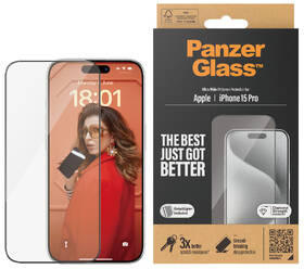 Tvrzené sklo PanzerGlass Ultra-Wide Fit na Apple iPhone 15 Pro s instalačním rámečkem 

 obrázek produktu 2 z 8