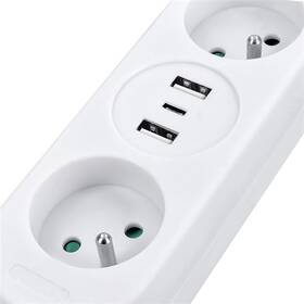 Kabel prodlužovací Solight 2x zásuvka, 2x USB + 1x USB-C, 1,5 m bílý

 obrázek produktu 5 z 12