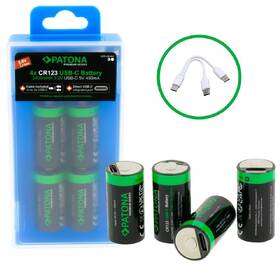 Baterie nabíjecí PATONA CR123A, 800mAh, Li-lon, 3,7V s USB-C nabíjením (4 ks) černá

 obrázek produktu 1 z 2