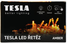Vánoční osvětlení TESLA lighting dekorativní řetěz, AMBER, 100 LED, 10m + 5m kabel, 8 funkcí, IP44, transparentní 

 obrázek produktu 4 z 4