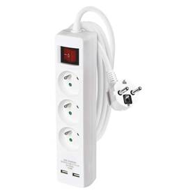 Kabel prodlužovací EMOS 3x zásuvka + 2x USB, 2m bílý

 obrázek produktu 1 z 3