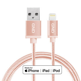 Kabel GND USB / lightning MFI, 1m, opletený zlatý

 obrázek produktu 1 z 2