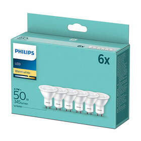 Žárovka LED Philips bodová, 4,7W, GU10, teplá bílá, 6ks 

 obrázek produktu 2 z 2