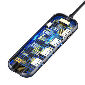 USB Hub Baseus USB-C/3x USB 3.0, HDMI, RJ45, USB-C PD šedý

 obrázek produktu 3 z 6