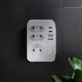 Rozbočovací zásuvka Solight 1x 16A + 2x 2,5A, 2xUSB A+C rychlonabíječka 20W PD, vypínač bílá

 obrázek produktu 3 z 3