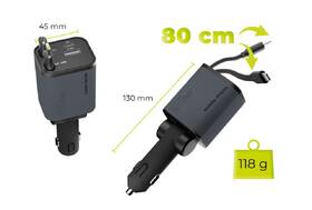 Adaptér do auta Mobile Origin 4in1 50W CA28 - USB-C + USB-A, USB-C, Lightning kabel šedý

 obrázek produktu 3 z 10
