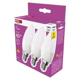 Žárovka LED EMOS Classic svíčka, 4,2W, 470lm, E14, neutrální bílá (3 ks) 

 obrázek produktu 2 z 3