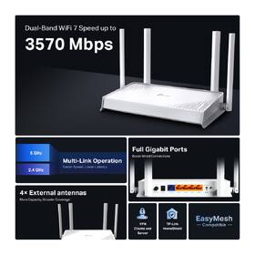 Router TP-Link Archer BE220W, WiFi 7 BE3600 bílý

 obrázek produktu 3 z 7