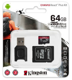 Paměťová karta Kingston MicroSDXC 64GB UHS-II U3 (285R/165W) + adaptér + čtečka 

 obrázek produktu 2 z 2