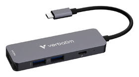USB Hub Verbatim USB-C Essentials Multiport Hub 4 port - USB 3.2 GEN 1 / HDMI/ USB-C PD / USB-A šedý

 obrázek produktu 1 z 4