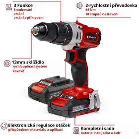 Aku vrtačka Einhell TE-CD 18/2 Li-i +64 (s baterií) 4514221 

 obrázek produktu 2 z 6