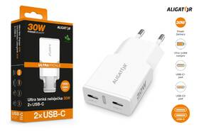 Nabíječka do sítě Aligator Power Delivery 30W, 2×USB-C, SLIM bílá

 obrázek produktu 3 z 4