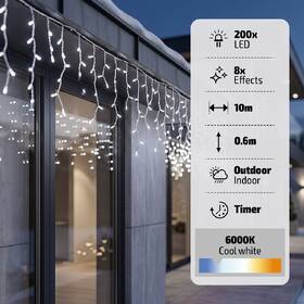 Vánoční osvětlení Solight LED, rampouchy, 200 LED, IP44, (10m) průhledné

 obrázek produktu 5 z 6