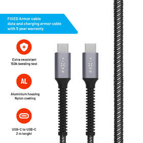 Kabel FIXED Armor USB-C/USB-C, PD, 240 W, 2 m šedý

 obrázek produktu 6 z 9