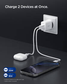 Nabíječka do sítě Spigen Essential 20W 1xUSB-C/1xUSB-A bílá

 obrázek produktu 4 z 8