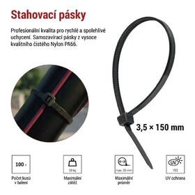Stahovací pásky EMOS 150×3,5MM, 100KS černé

 obrázek produktu 6 z 8