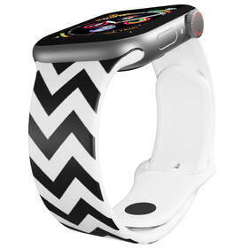 Řemínek Mi-Band na Apple Watch 42/44/45/49 mm - motiv Cikcak pruhy, bílý 

 obrázek produktu 2 z 3